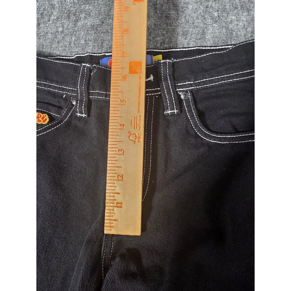 Empyre Relaxed Skate Jeans Mens 26 Black Contrast Stitch Baggy Denim Embroidered